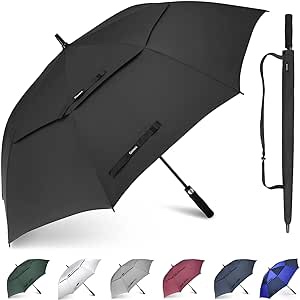 Gonex 54/62/68 Inch Extra Large Golf Umbrella, Automatic Open Travel Rain Umbrella with Windproof Water Resistant Double Canopy, Oversize Vented Umbrellas for 2-3 Men and UV Protection, Multiple Colors