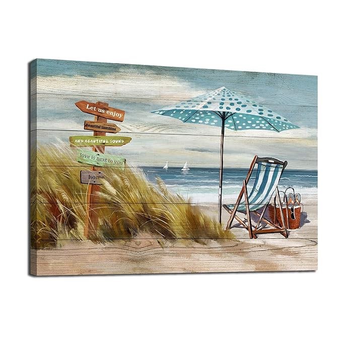 Sea view beach wall art (light blue, 12”x16")