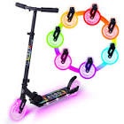 Aero C3 Kick Scooter for Kids Ages 6-12 or 8-12 with Dynamic RGB Lights, Foldable and Height Adjustable, 2 Wheel Scooters for Boys and Girls 6 Years and up with Glowing Deck and Light up Clear Wheels