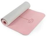 Yoga Mat Non Slip, Pilates Fitness Mats, Eco Friendly, Anti-Tear 1/4" Thick Yoga Mats for Women, Exercise Mats for Home Workout with Carrying Sling and Storage Bag 72"x24" Parfait Pink & Gray