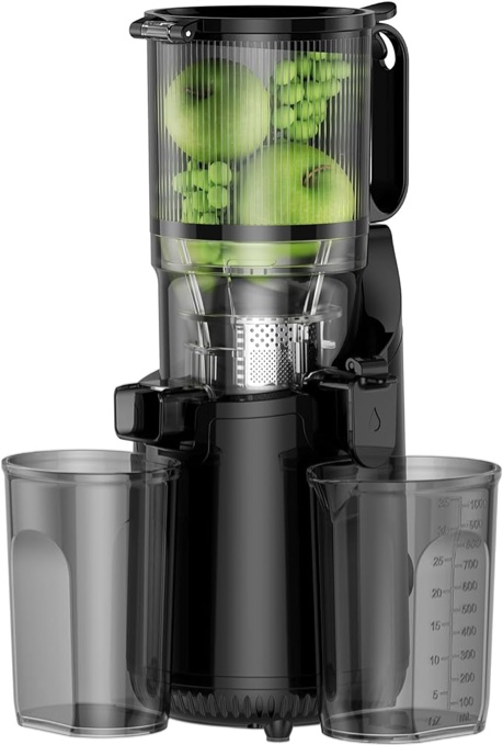 Cold Press Juicer, Amumu Slow Masticating Machines with 5.3" Extra Large Feed Chute Fit Whole Fruits & Vegetables Easy Clean Self Feeding Effortless for Batch Juicing, High Juice Yield, BPA Free 250W