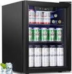 Antarctic Star Beverage Refrigerator Cooler-68 Can 16 Bottle Mini Fridge for Soda Beer Wine Champagne,Glass Door, Drink Dispenser, Knob Control,for Home and Bar,1.7Cu.Ft,Black…