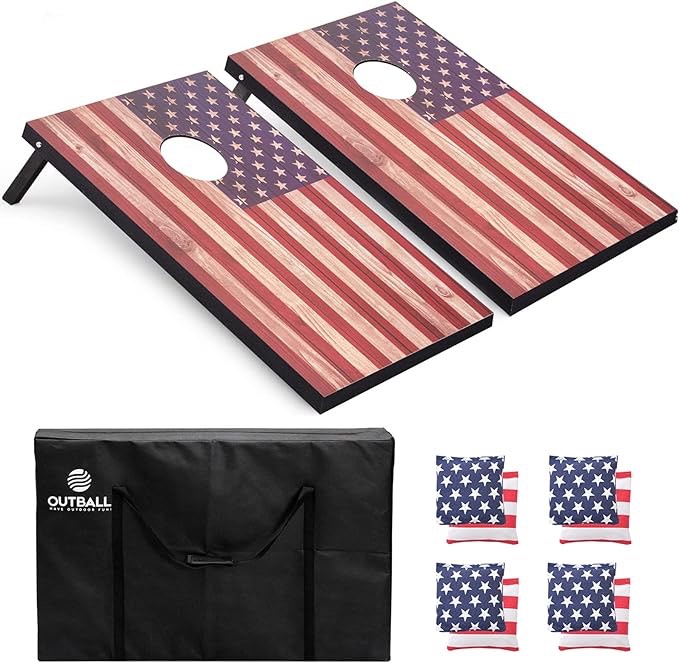 Outball Cornhole Set 4x2 Regulation Size Corn Holes Outdoor Game Cornhole Boards Bean Bag Toss Game Outdoor for Adults Family Lawn Beach Outside Activities with Carrying Bag, 4x2Feet