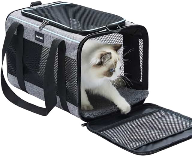 Lekereise Airline Approved Cat Dog Carrier with Wheels Expandable Rolling Pet Carrier for Medium Dogs and Cats Under 15 25LBS, Pet Travel Carrier on Wheels, Grey