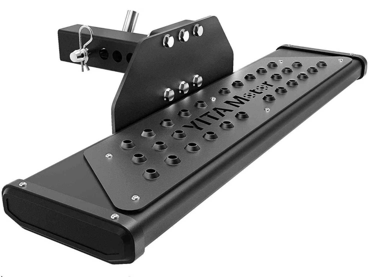 YITAMOTOR® 8.3" Aluminum Hitch Steps with 2" Receiver Bumper Guard Protector Non-Slip Textured with Hitch Pin