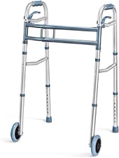 Walkers for Seniors Aluminum Lightweight Walker with Wheels Walker Adjustable Width and Height, Folding Walker with Arm Support Walker for Elderly Handicapped Disabled 2 Wheels in Front