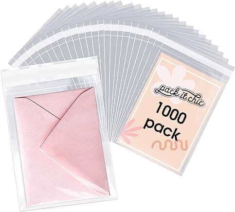 Spartan Industrial - 6" X 6" (1000 Count) Crystal Clear Resealable Cello Poly Bags for Packaging Photos, Prints, Handmade Goods - Self Seal & Reinforced