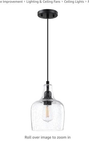 Dolaimy House 1 Light Hanging Indoor Kitchen Island Pendant Light 6.1" Clear Seeded Glass Pendant Light Fixtures Black Finish Modern Farmhouse Dinning Over Sink