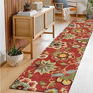 Lahome Floral Long Runner Rug - 2x10 Runner Rug for Hallway Non-Slip Washable Runners Throw Lightweight Boho Kitchen Runner, Paisley Print Fall Carpet Runners for Bedroom Foyer Entryway Living Room