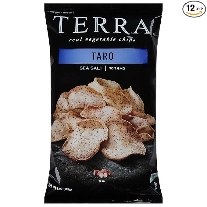 Terra Vegetable Chips, Taro Chips with Sea Salt, 5 Oz (Pack of 12)
