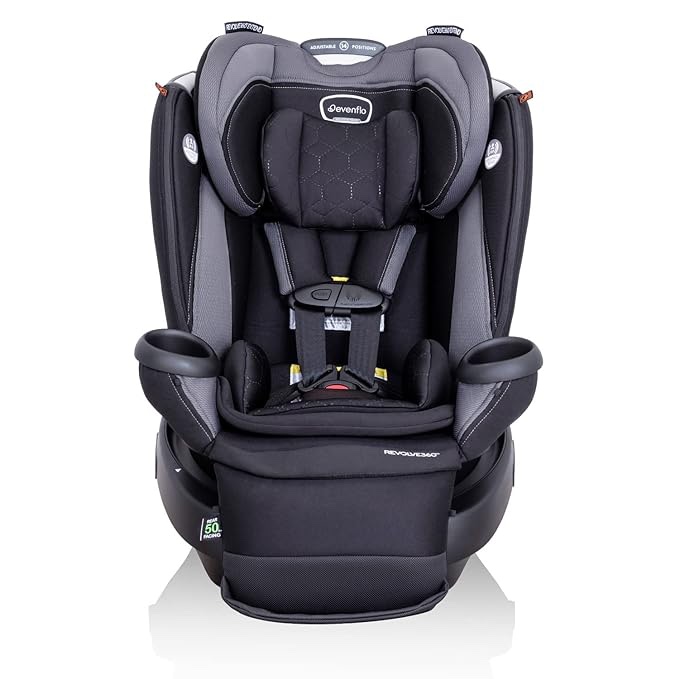 Evenflo Revolve360 Extend All-in-One Rotational Car Seat with Quick Clean Cover (Revere Gray)