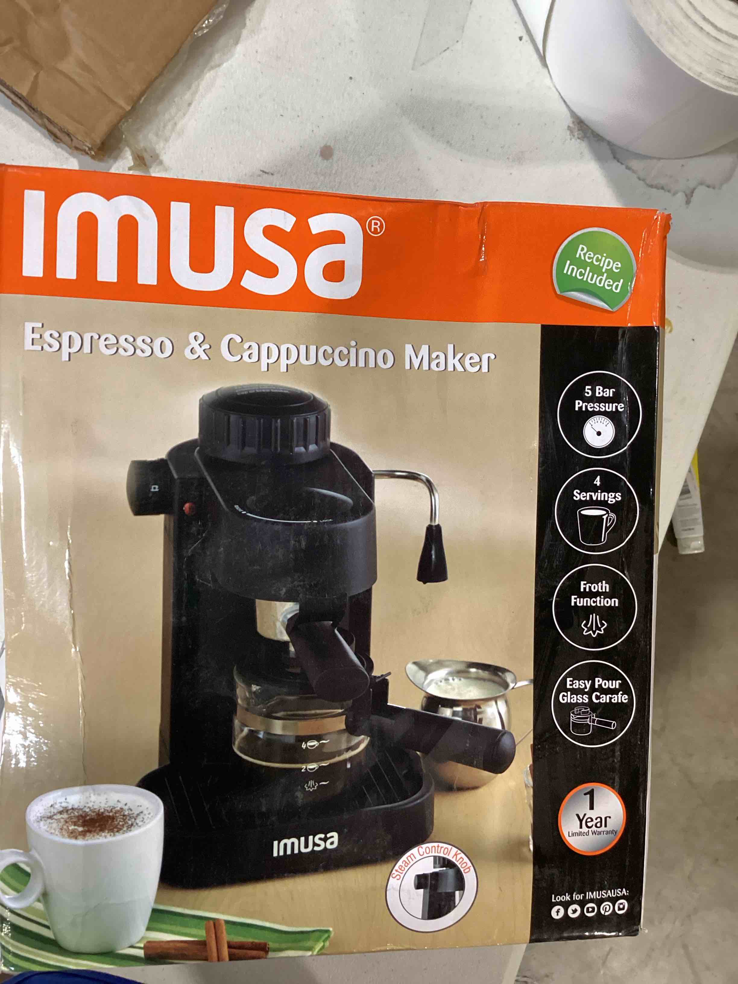 IMUSA USA GAU-18202 4 Cup Espresso/Cappuccino Maker,Black