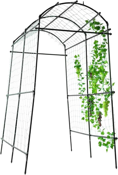 Lalahoni Garden Arch Trellis for Climbing Plants Outdoor, 7 ft Tall Walkway Trellis, Metal Archway Arbor Tunnel Large Trellis for Vegetables Plant Cucumber Trellis for Garden Raised Bed, Black
