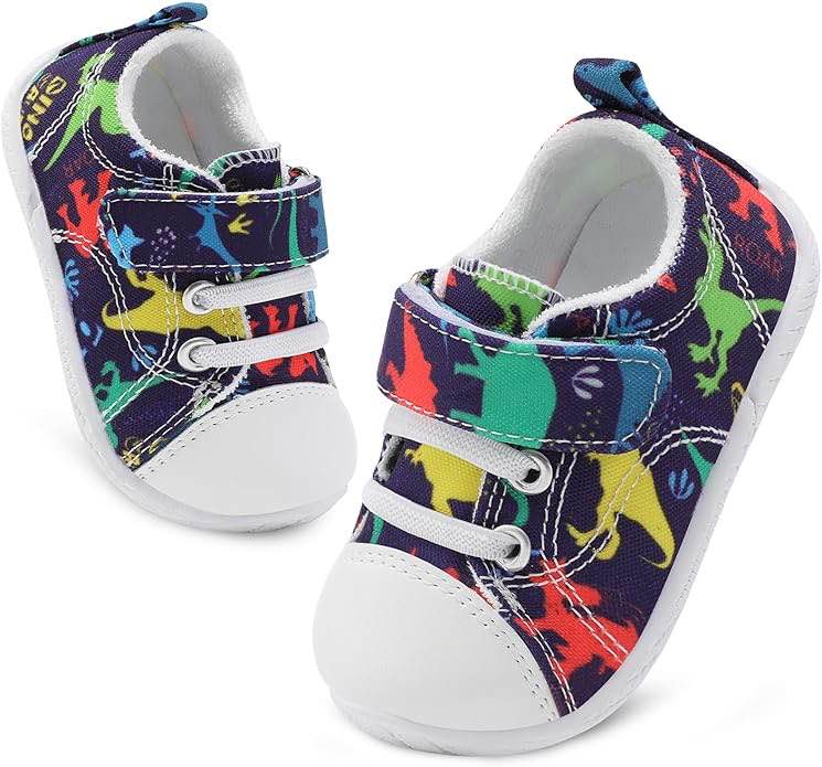 FEETCITY Baby Canvas Shoes Boys Girls Baby First Walking Shoes Infant Crib Shoes Slip On Sneakers