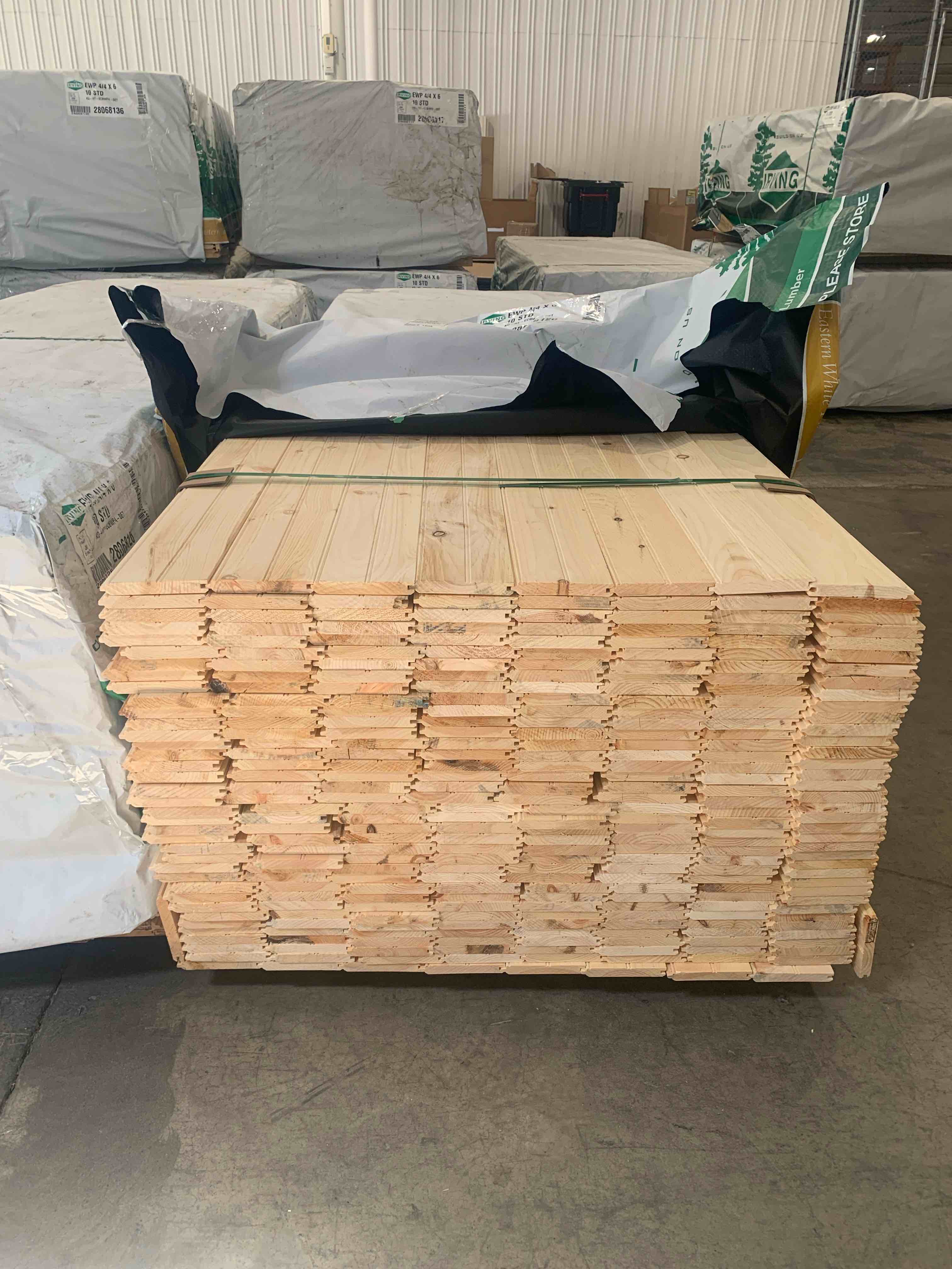 Eastern White Pine 1” x 6” x 10’ Tongue and Groove Wall Paneling ECB/WP4 Pattern Outs Standard 