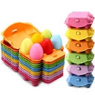 Yeaqee 240 Pcs Half Dozen Colored Egg Cartons Easter Colorful Pulp Paper Egg Cartons Reusable Paper Cardboard Egg Cartoons Natural Paper Pulp Egg Cartons for Farm Fresh Eggs Storing Extra Eggs