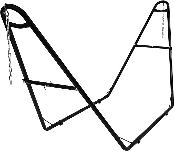Sunnydaze Universal Heavy-Duty Steel Hammock Stand - 550-Pound Capacity - Fits Hammocks 9 to 14 Feet Long - Black