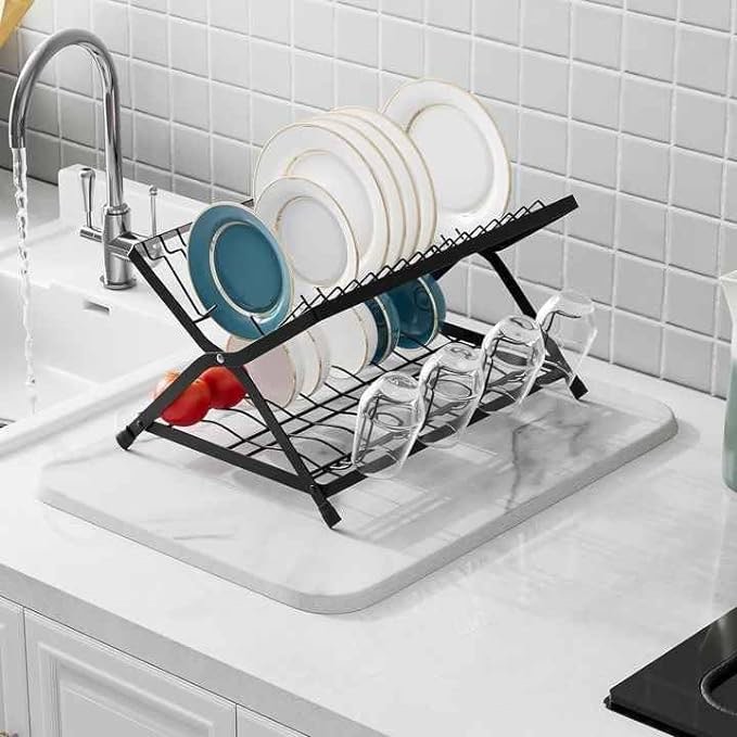 Stone Drying Dish Mat Tray for Kitchen Counter Rack - Large Quick Drying Dish Mat 15.75 x 11.81"", White, STONEDISHDRYINGMAT01