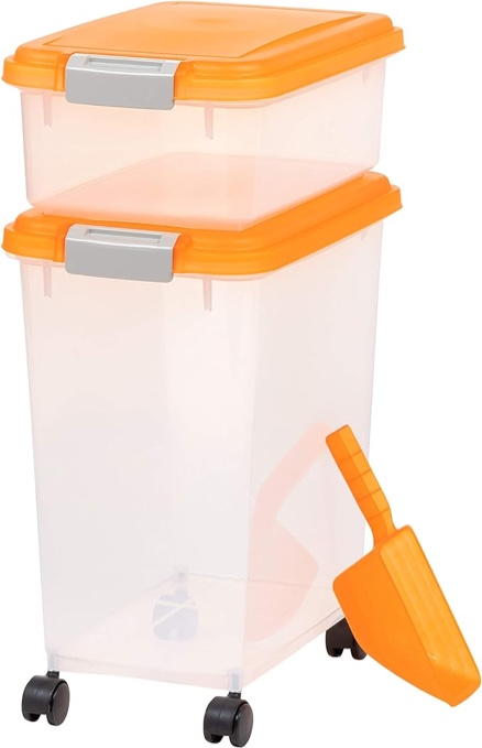 IRIS USA 33qt + 12qt Airtight Pet Food Container Combo with Scoop, Orange