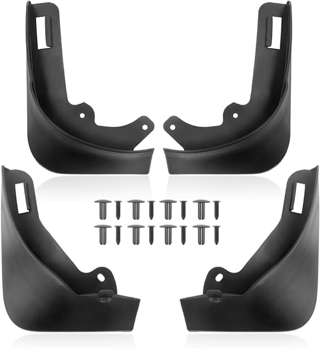 4PCS Car Mud Flaps,No Drilling Required Tire Splash Guard with Fastener Rivets,Automotive Exterior Accessories Front & Rear Wheel Mud Guard,Compatible with Tesla Model Y