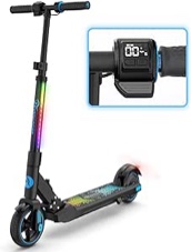 Kids Electric Scooter Ages 6-12, Colorful LED Lights, Up to 9.3 MPH & 7.5 Miles,150W Electric Scooter for Kids with 3-Speed Adjustment