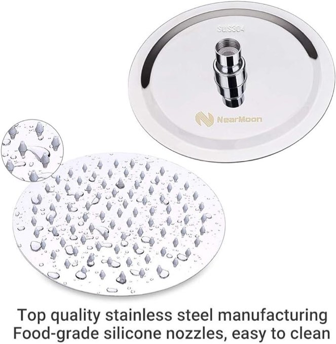 NearMoon Rain Shower Head, Ultra-Thin Design-Pressure Boosting, Awesome Some Experience, Large High Flow Stainless Steel Rainfall Shower Head (12 Inch, Chrome Finish) 12 Inch Chrome Finish