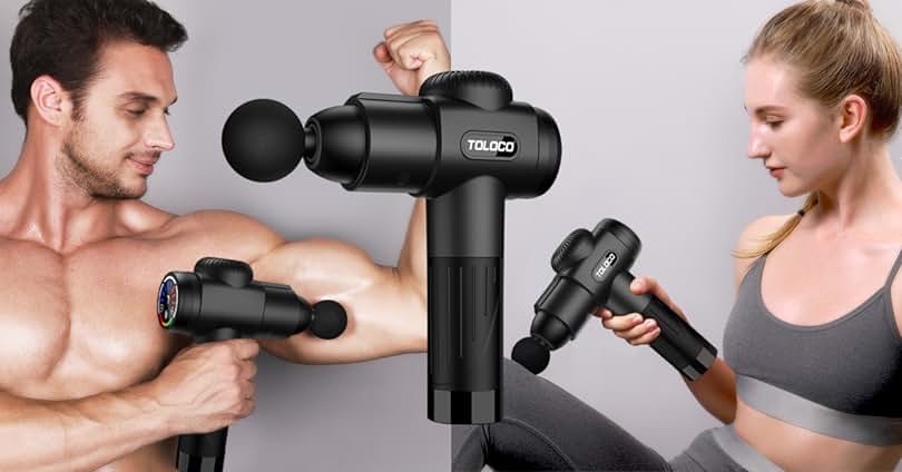 OLsky Massage Gun Deep Tissue, Handheld Electric Muscle Massager, High Intensity Percussion Massage Device for Pain Relief with 10 Attachments & 30 Speed(Black)