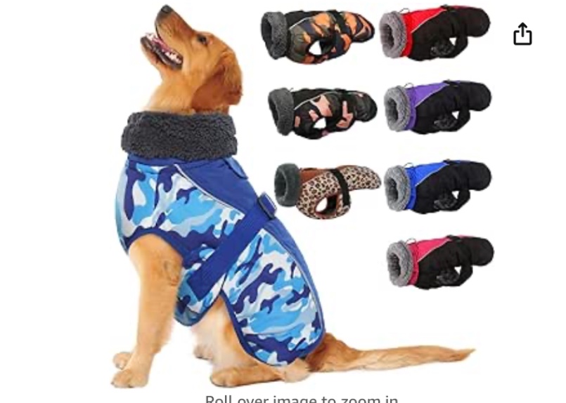 IECOii Extra Warm Dog Coat Reflective Adjustable Dog Jacket Dog Winter Coat with Buckle Fleece Turtleneck Dog Jacket for Cold Weather Soft Winter Coat for Small Medium Extra Large Dogs