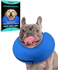 BENCMATE Protective Inflatable Collar for Dogs and Cats - Soft Pet Recovery Collar Does Not Block Vision E-Collar (X-Large, Blue) [Neck:18"-25"] X-Large Blue