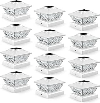 JOFIOS Solar Post Cap Lights Outdoor 12pack, Waterproof Solar Powered Deck Fence Post Lights for 4x4 Wood/Vinyl Posts, Solar Outdoor LED Light with Cool/Warm Lighting Decorate Garden Patio Porch…