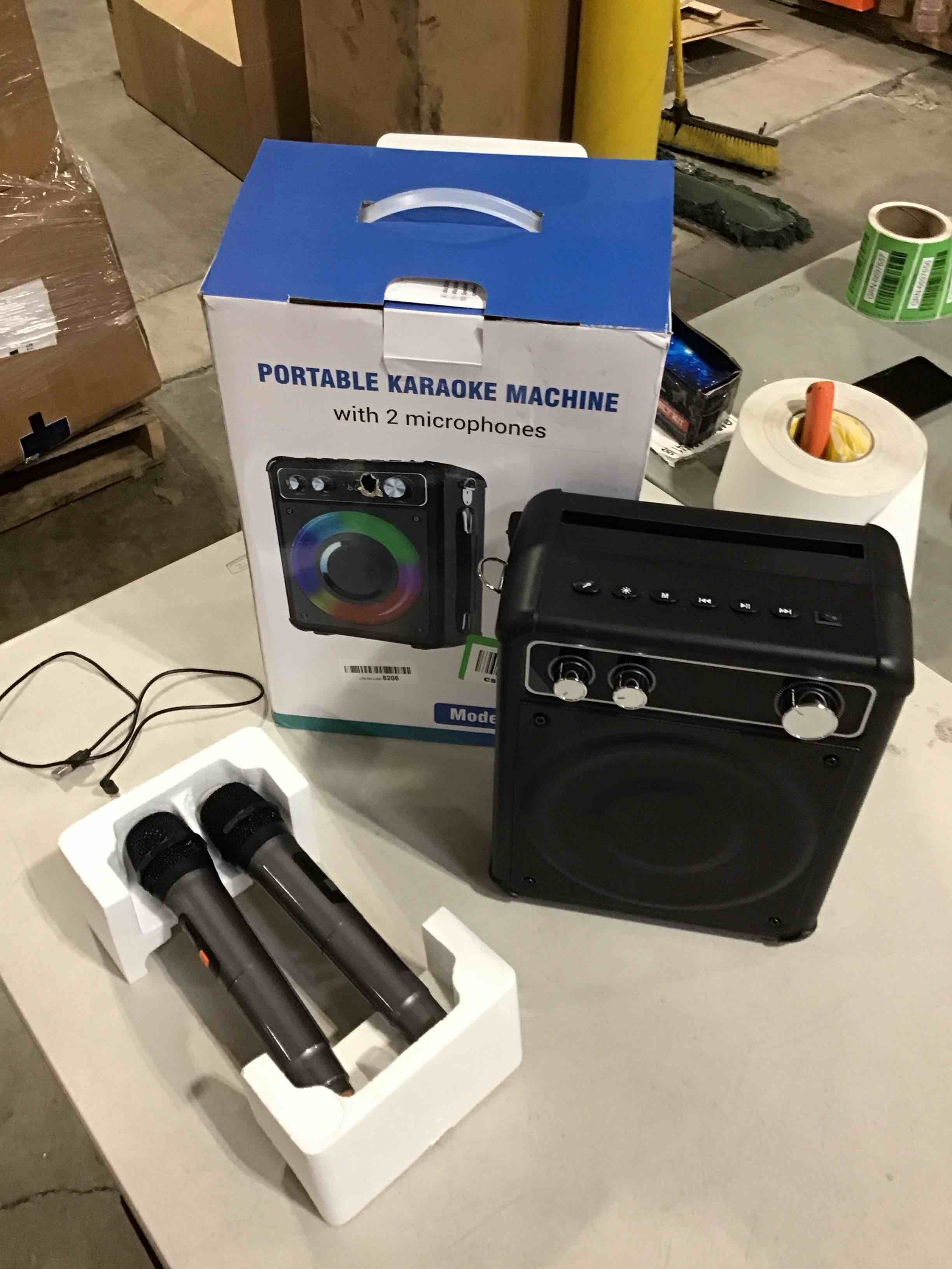 Karaoke Machine, Portable Bluetooth Speaker with 2 Wireless Microphones