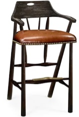 Jonathan Charles Smokers Style Dark Ale Bar Stool with Dark Antique Chestnut Leather