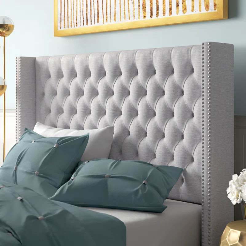 Tickhill Upholstered Wingback Button Tufted Headboard ( missing middle pieces)