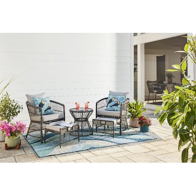 (incomplete) Style Selections Cascades 5-Piece Wicker Patio Conversation Set with Brown Cushions