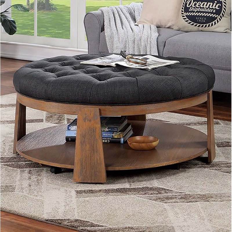 Brenai 40.75" Wide Tufted Round Cocktail Ottoman with Storage