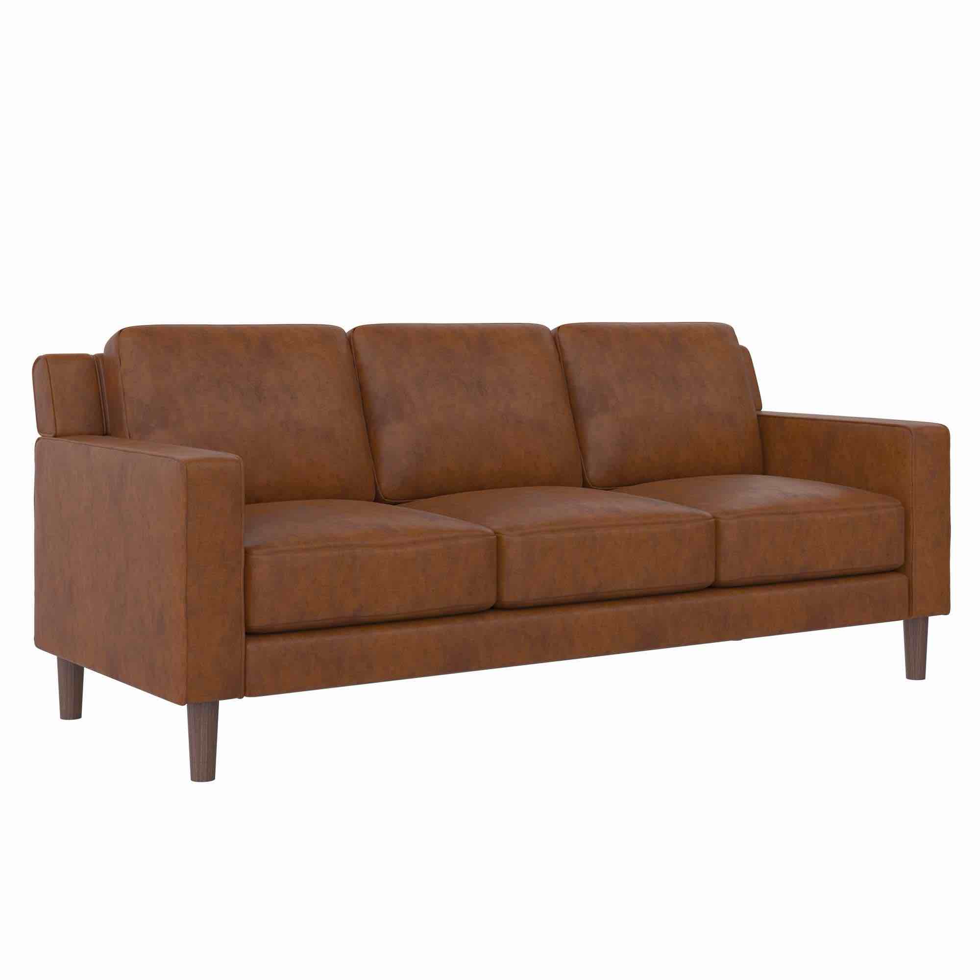 DHP Bryanna 3 Seater Sofa , Camel Faux Leather