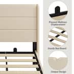 Roy Oatmeal 84 in. W MDF and Iron Frame Lift Up Storage Upholstered Platform King Bed