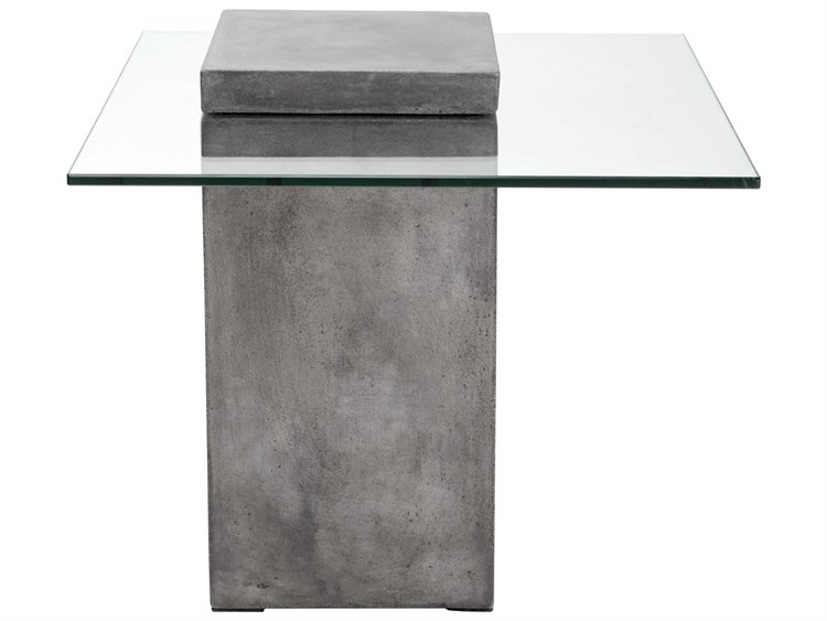 Sunpan Mixt Grange Square Glass Anthracite Grey End Table