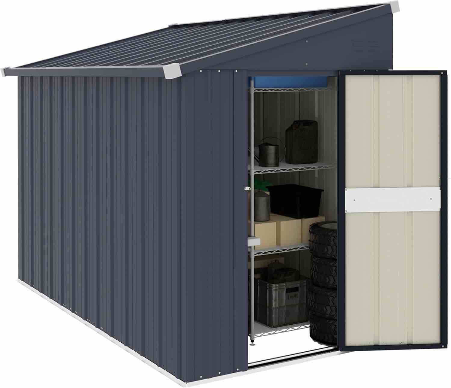 4 ft. W x 8 ft. D Metal Lean-to Storage Shed
