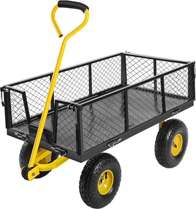 (incomplete)Dengue Heavy Duty Garden Cart, 900 lbs Large Capacity Steel Garden Cart, Utility Wagon Cart with Removable Sides and Rotating Handle, Outdoor Utility Wagon Suitable for Garden, Farm, Yard