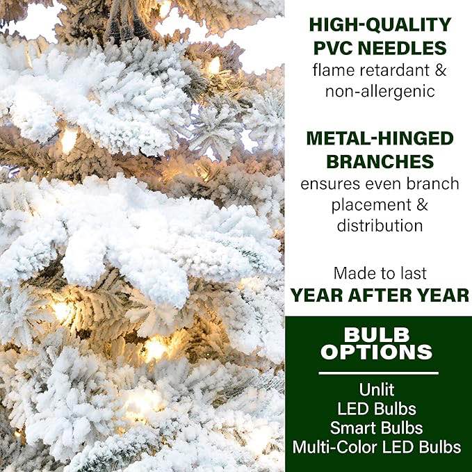 Green/White Realistic Pine Flocked Christmas Tree