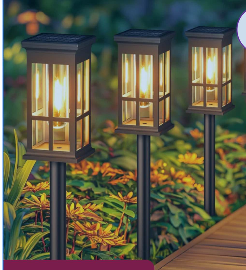 Solar Pathway Lights Outdoor, 4 Pack Upgraded Solar Garden Lights Outdoor Waterproof, Bright Solar Outdoor Landscape Path Lights, Auto On/off Outdoor Solar Lights For Yard Driveway Lawn Walkway (Set of 4)