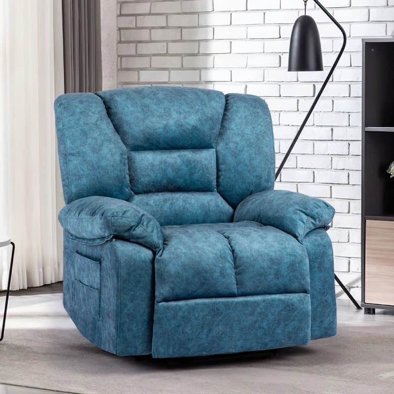 Wide Oversize Velvet Upholstered Recliner Chair with Heat and Massager
