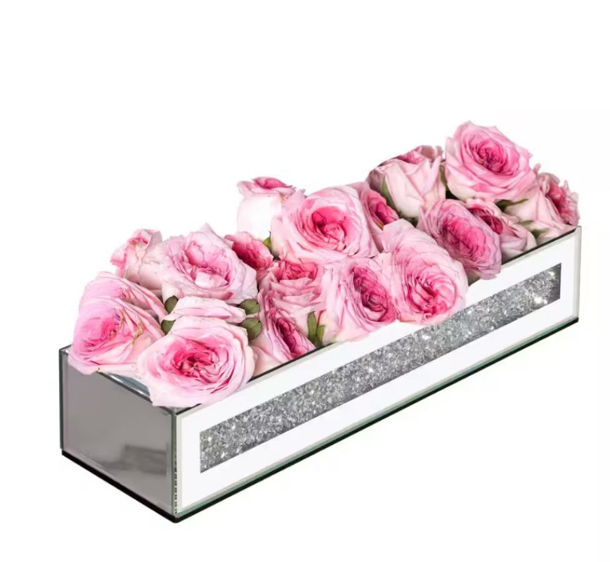 Crushed Diamond 2.36 H in. Silver Glass Square Table Vase SF-MP481