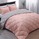 Bedsure Twin Reversible Comforter Duvet Insert - All Season Quilted Comforters Twin Size, Down Alternative Twin Size Bedding Comforter with Corner Tabs - Pink/Grey
