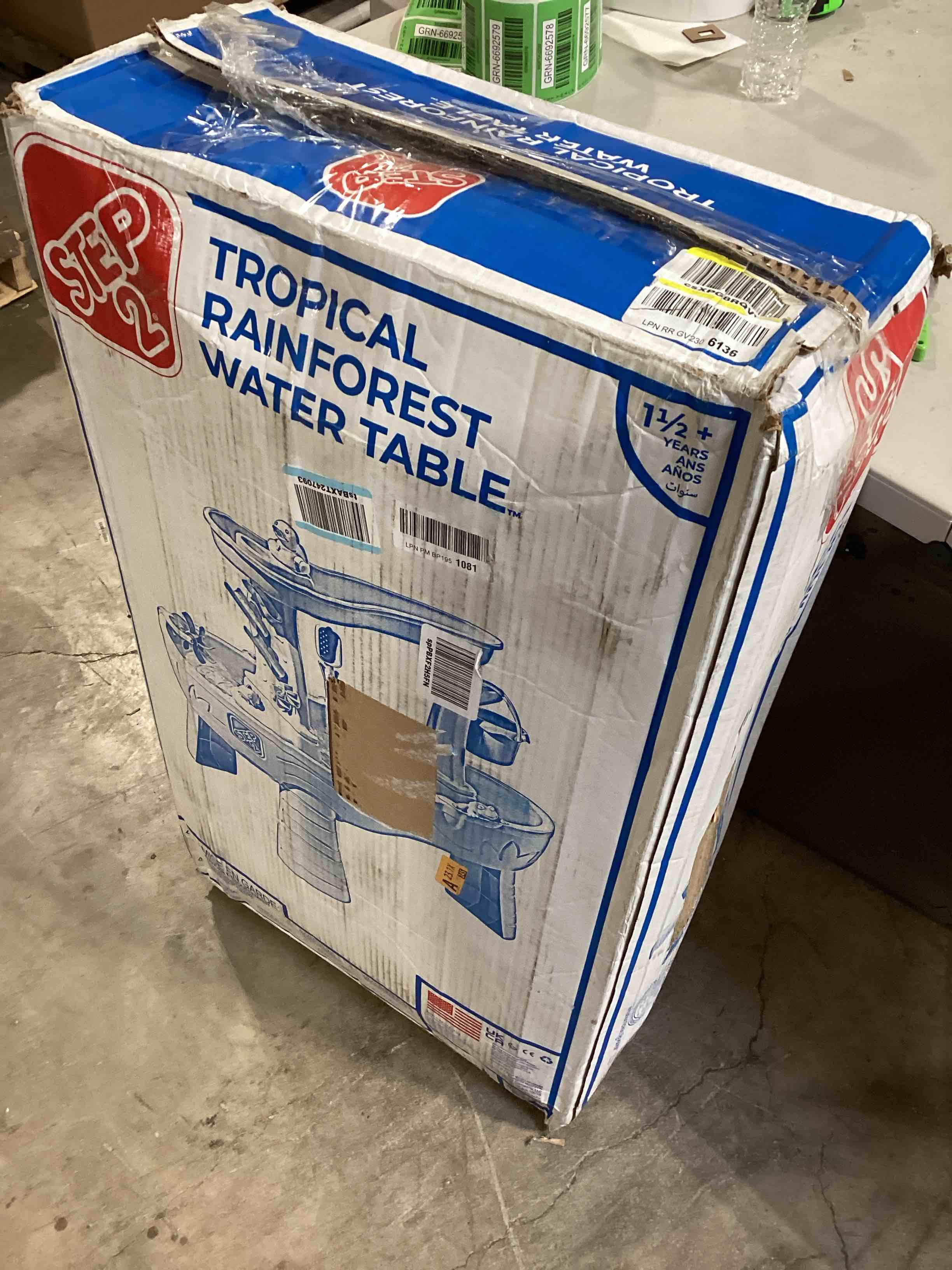 Step2 Tropical Rainforest Water Table, Kids Water and Sand Activity Sensory Playset, Summer Outdoor Toys, 13 Piece Toy Accessories, For Toddles 1.5+ Years Old, Blue & Green