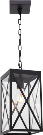 MELUCEE Indoor Outdoor Pendant Light Black Finish, 1-Light Exterior Hanging Light Fixtures Ceiling Lantern with Clear Glass for Porch Hallway Entryway Black 7.0 inches