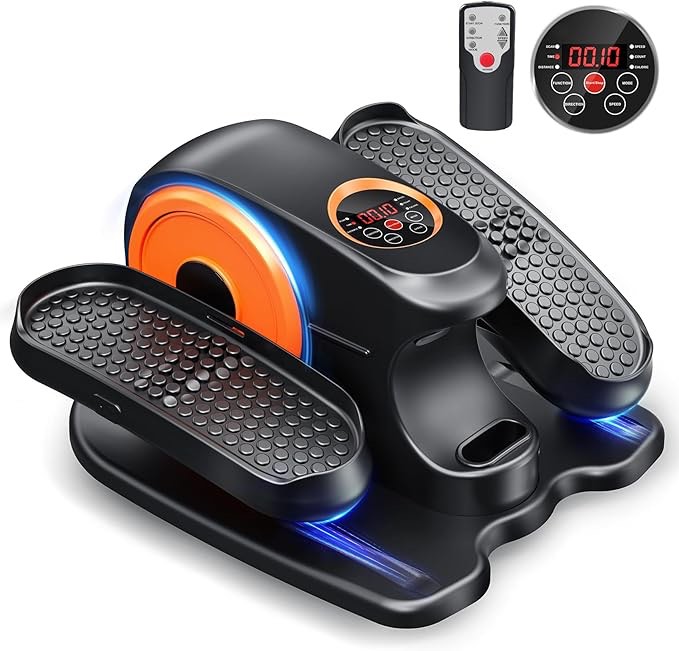 Under Desk Elliptical Machine, Ellipse Leg Exerciser for Seniors Fully Assembled, Quiet & Portable Electric Seated Pedal Exerciser with Remote Control & 12 Adjustable Speeds