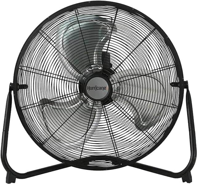 Simple Deluxe 20 Inch 3-Speed High Velocity Heavy Duty Metal Industrial Floor Fans Oscillating Quiet for Home, Commercial, Residential, and Greenhouse Use, Outdoor/Indoor, Black, 20"