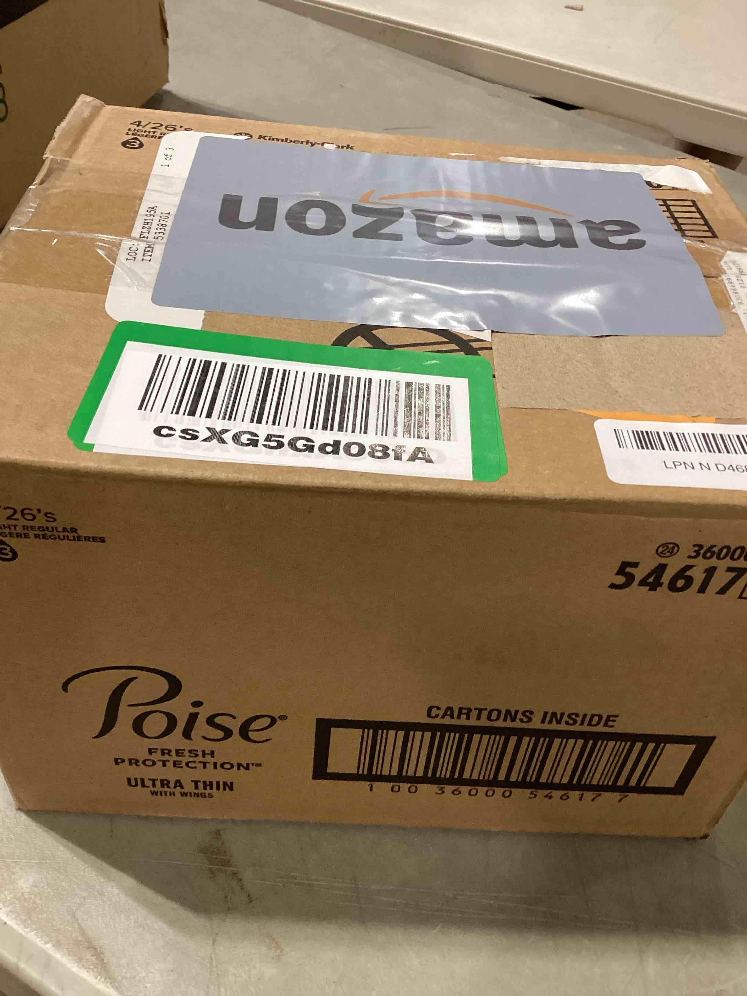 poise ultra thin with wings light regular 4 boxes of 26 pads similar to stock